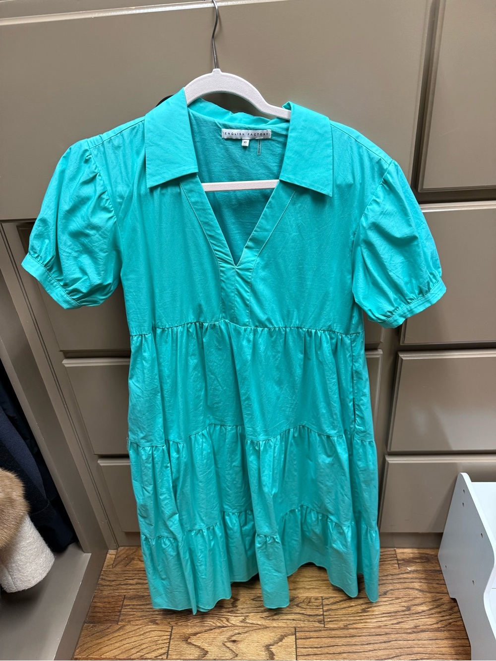 English Factory Teal Button-Front Shirt Dress